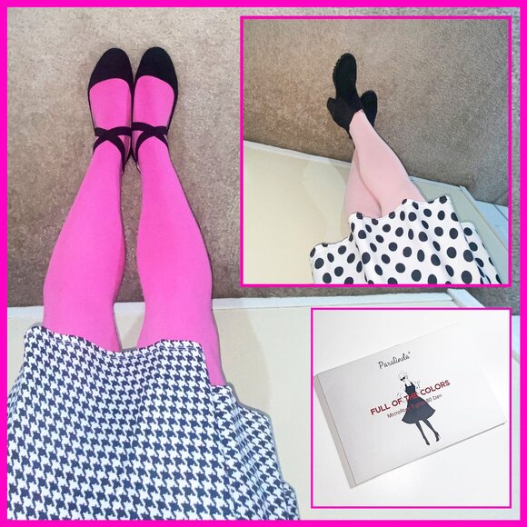 2 NEW "PARALINDA" S/M PINK TIGHTS - 1 FUCHSIA & 1 LIGHT PINK - Picture 1 of 5